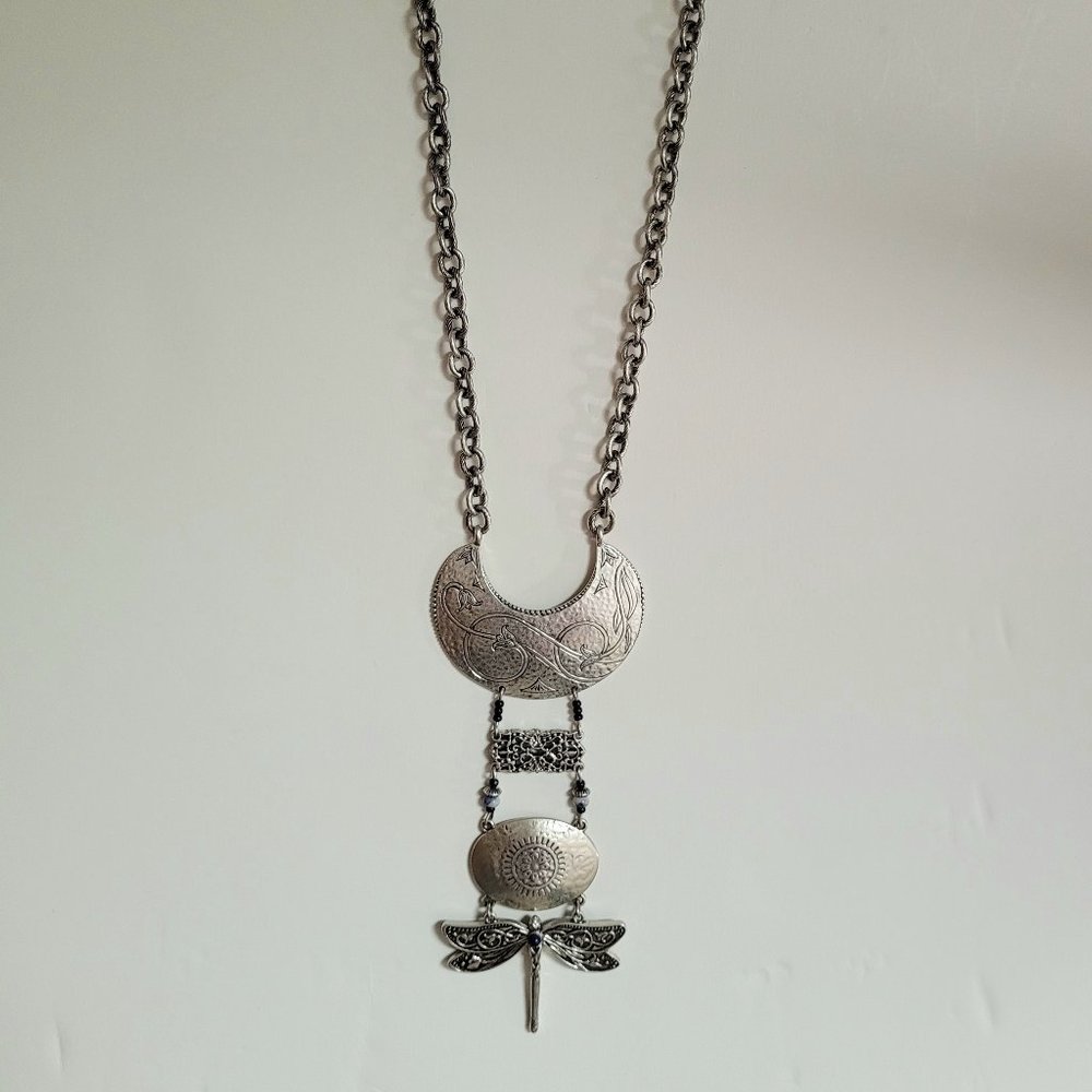 Chicos Silver Tone Multi Pendant Statement Boho N… - image 5